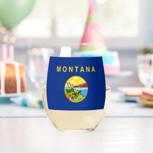 Weinglas mit der Flagge von Montana, USA Ohne Stiel