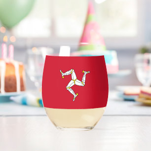 Weinglas mit Flagge der Isle of Man, UK Ohne Stiel