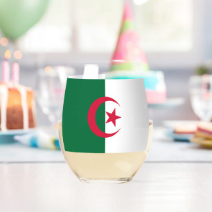 Weinglas mit Flagge von Algerien Ohne Stiel