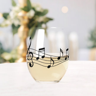 Weinglas mit Musiknoten und Stave Weinglas Ohne Stiel