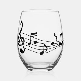 Weinglas mit Musiknoten und Stave Weinglas Ohne Stiel