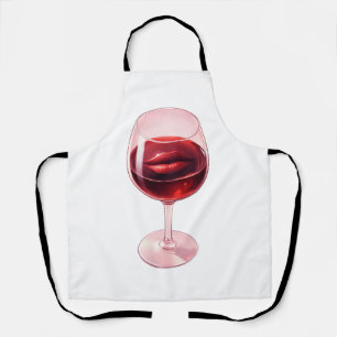 Weinglas mit roten Lippen Cocktail Servietten  Schürze