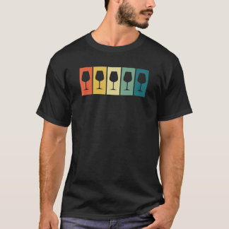 Weinglas Retro Sonnenuntergang Wein T-Shirt
