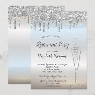 Weinglas Silver Glitzer Bokeh Dropdown-Abonnement Einladung