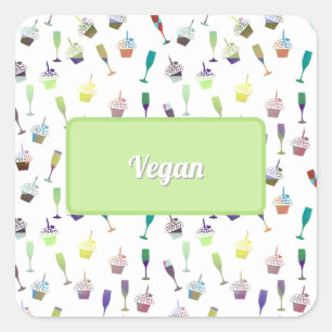 Weinglas Tassen Kuchen Muster Vegane Party Food Quadratischer Aufkleber