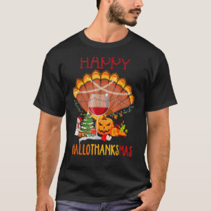 Weinglas Thankgiving Weinfreudige Hallothanksmas T-Shirt