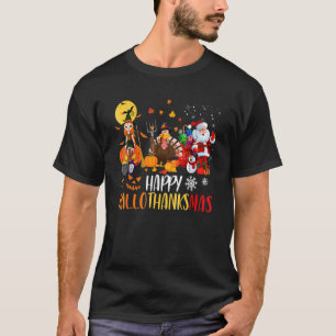 Weinglas Thanksgiving Frohe Halloweendankmas 8 T-Shirt