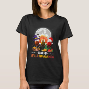 Weinglas Thanksgiving Wein Frohes Hallothanksmas T-Shirt