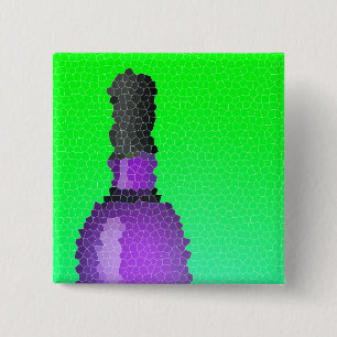 Weinglas und Flasche: Buntglas Button