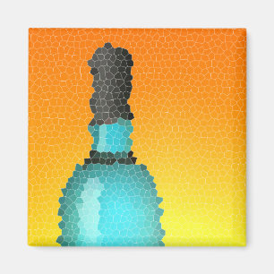 Weinglas und Flasche: Buntglas Magnet