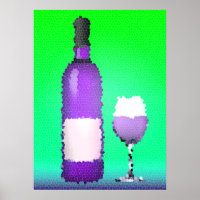 Weinglas und Flasche: Buntglas