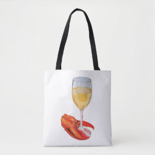Weinglas und Hummerklaue Tasche