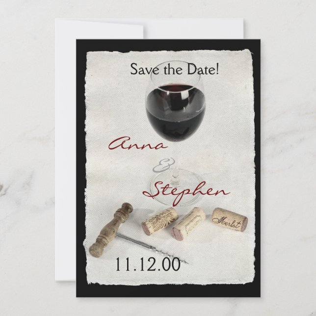 Weinglas und Korken Einladung (Vorderseite)