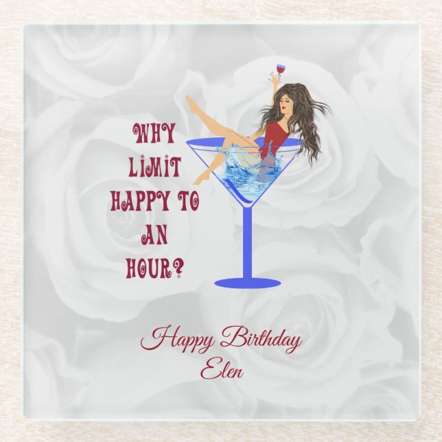 Weinglas und Mädchen Glasuntersetzer (Vorderseite)