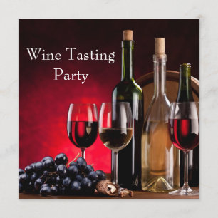 Weingläser Flaschen Wein Party Einladung
