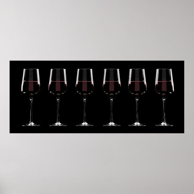 Weingläser mit Rotwein auf schwarz Poster (Vorne)