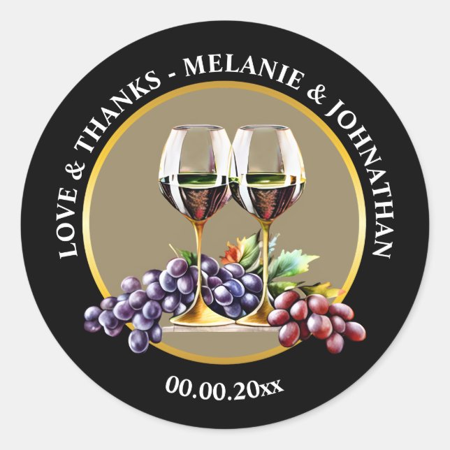 Weingläser Weingläser Elegante Weinkellerei Runder Aufkleber (Vorderseite)
