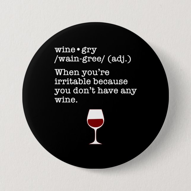 Weingrau Funny Wine Lover - Definition Button (Vorderseite)