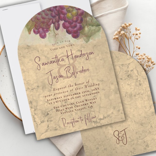 Weingut Hochzeit Eleganter Bogen Monogramm Einladung (Von Creator hochgeladen)