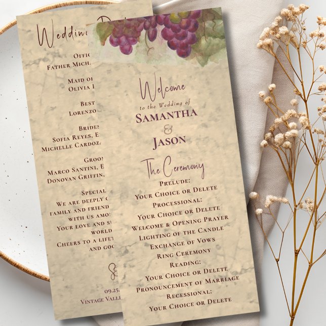 Weingut Hochzeit Elegantes Rustikales Wasserfarben Programm (Von Creator hochgeladen)