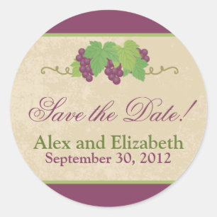 Weingut Save-the-Date-Aufkleber (Pergamentstruktur Runder Aufkleber