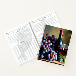 Weinheft mit Wein und Trauben Notizbuch