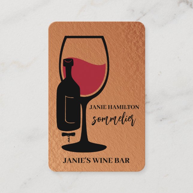 Weinkarte Bar Sommelier Visitenkarte (Vorderseite)