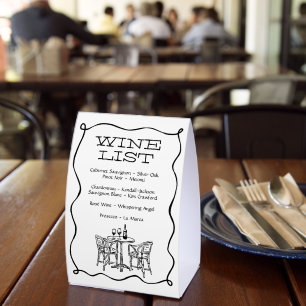 Weinkarte des Hand Drawn Bistro Cafes Tischaufsteller