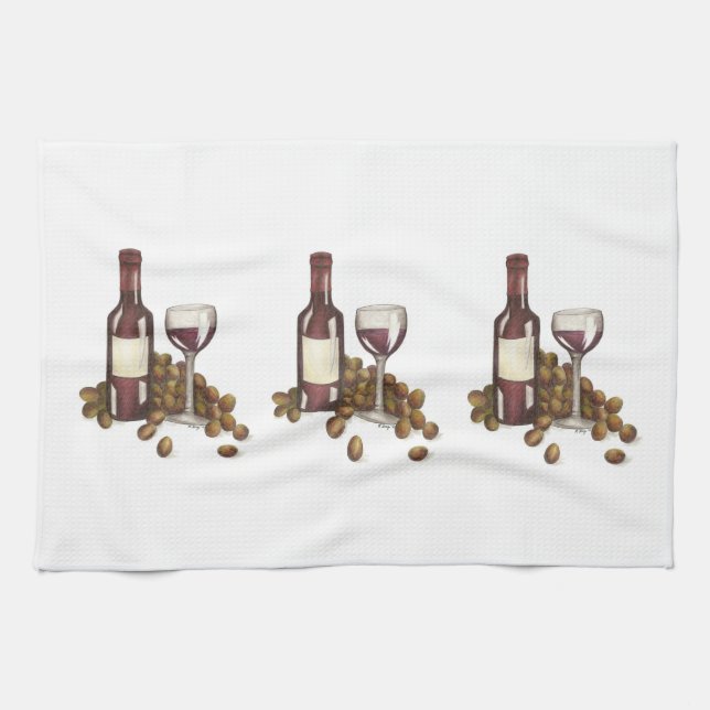 Weinkeller Flasche Roter Wein Bar Geschenk Handtuc Küchentuch (Horizontal)