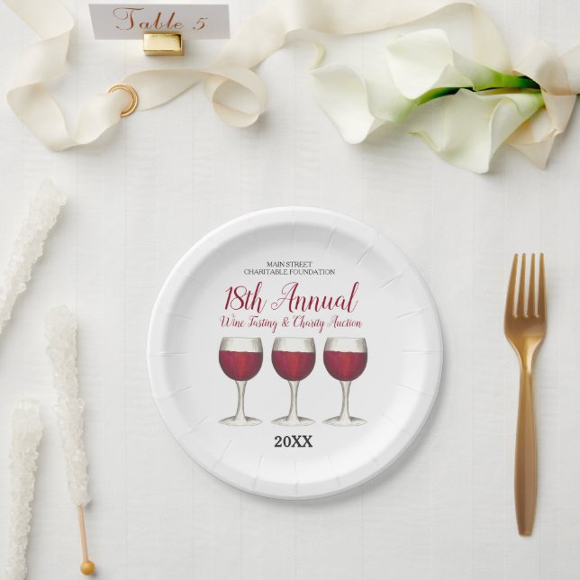 Weinkeller Glas Flasche Roter Wein Weinkultur und  Pappteller (Hochzeit)