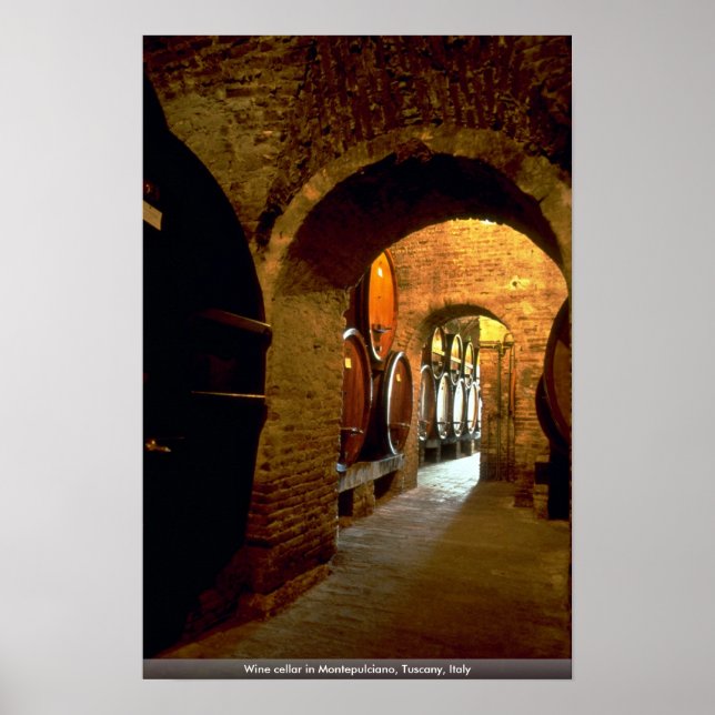 Weinkeller in Montepulciano, Toskana, Italien Poster (Vorne)