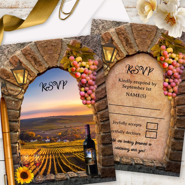 Weinkeller Klassisch Italienische Hochzeit RSVP Karte (Romantic wedding RSVP card featuring a classic Italian wine or vineyard theme - fall wedding)