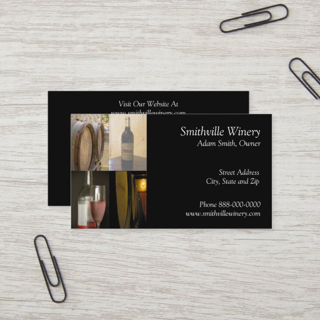 Weinkeller und Weine Business Card Visitenkarte (Vorderseite/Rückseite Beispiel)