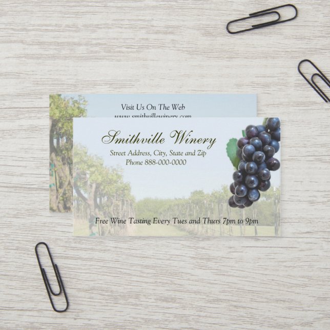Weinkeller und Weine Business Card Visitenkarte (Vorderseite/Rückseite Beispiel)