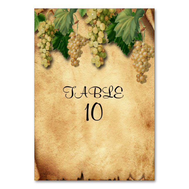 Weinkellerei Hochzeit Vintag Rustikales Papier Wei Tischnummer (Vorderseite)