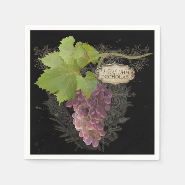 Weinkellerei Hochzeiten Personalisierter Empfang Serviette (Vorderseite)