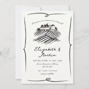 Weinkellerei mit handgezogener Hand Hochzeit Einladung