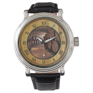 Weinkellerwache 01 ~ Hintergrund Weinbarrel Armbanduhr