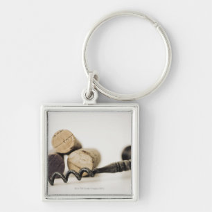 Weinkorken mit Korkenzieher Schlüsselanhänger