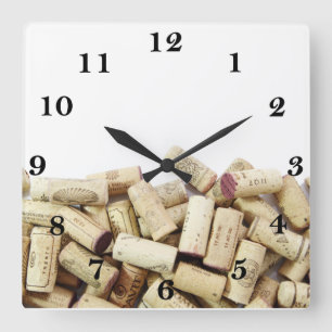 Weinkorken-Uhr Quadratische Wanduhr