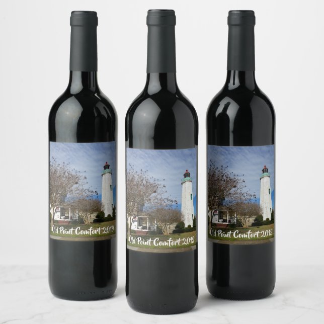 Weinlabel mit Old Point Comfort Lighthouse Weinetikett (Flaschen)