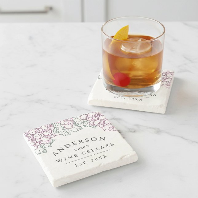 Weinland | Personalisierter Weinkeller Zuhause Steinuntersetzer (Von Creator hochgeladen)