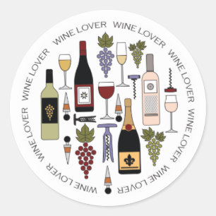 Weinliebhaber Flaschen, Gläser und Zubehör Motif C Runder Aufkleber