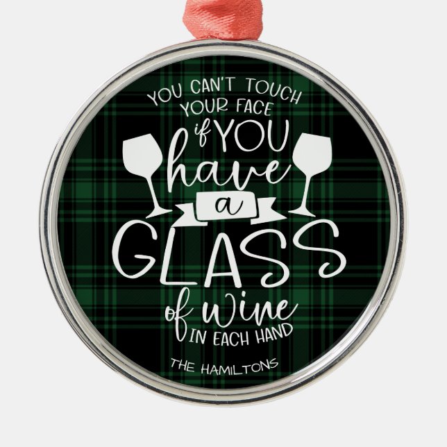 Weinliebhaber Funny 2020 Covid Weihnachten Grün Ka Ornament Aus Metall (Vorne)