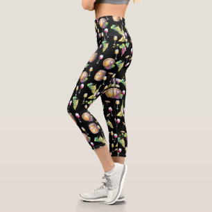 Weinliebhaber Rot Weiß Weinberg Muster Capri Leggings