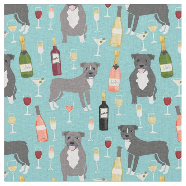 Weinliebhaber von Pitbullen Stoff (Nahaufnahme)