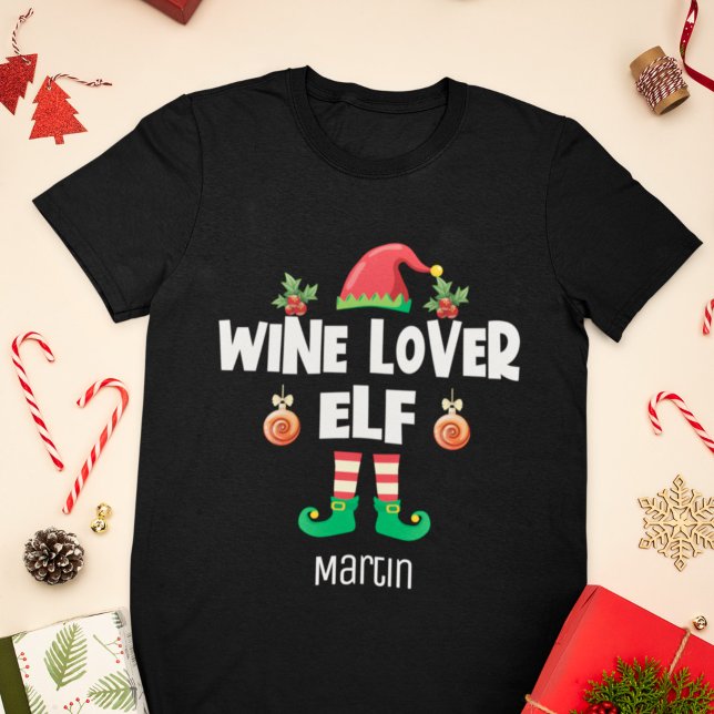 Weinliebhaber Weihnachtsfamilie Name T-Shirt (Von Creator hochgeladen)