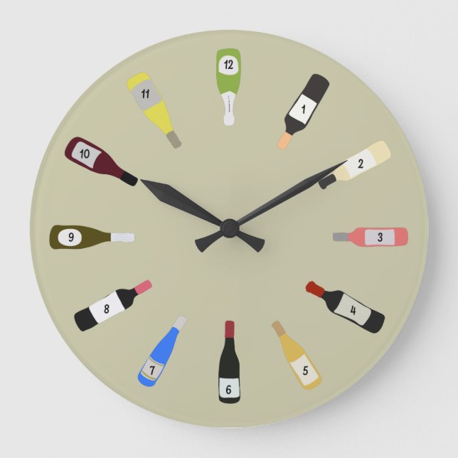 Weinliebhaber Weinflaschen Große Wanduhr (Vorderseite)