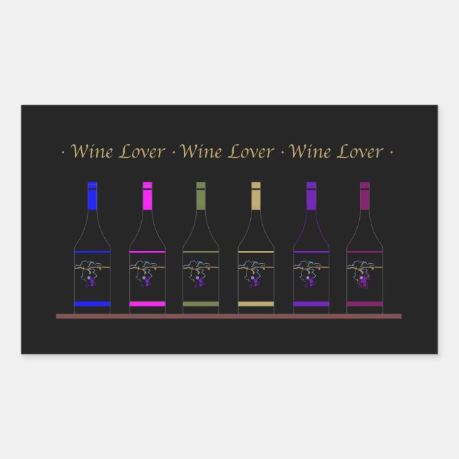 WEINLOVER_6 FLASCHE RECHTECKIGER AUFKLEBER (Vorderseite)