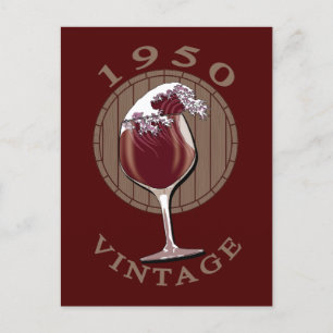 Weinlover Geburtstag - 1950 Vintag Postkarte